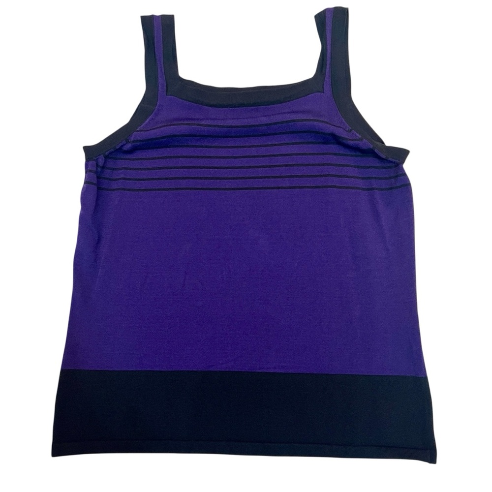 Vintage Petite Sophisticate Dark Purple and Black Women's Top